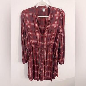 Old Navy Red Plaid Dress - Large